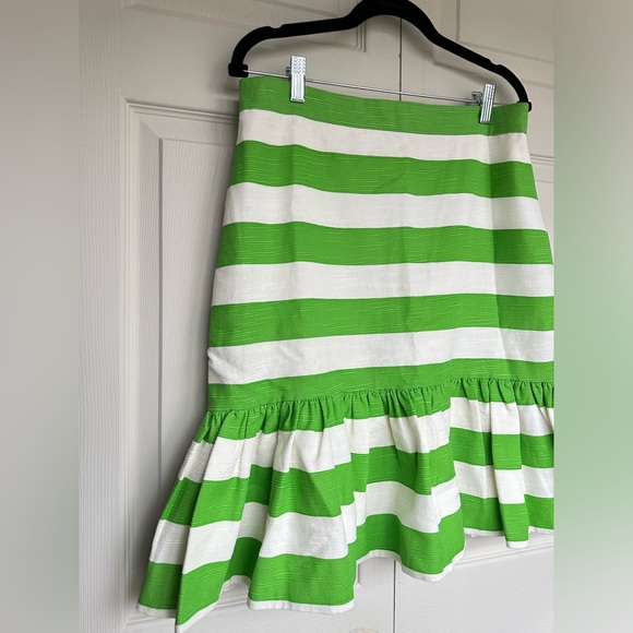 Kate Spade Señorita striped skirt cream green sprout stylish size 10 - Picture 5 of 16